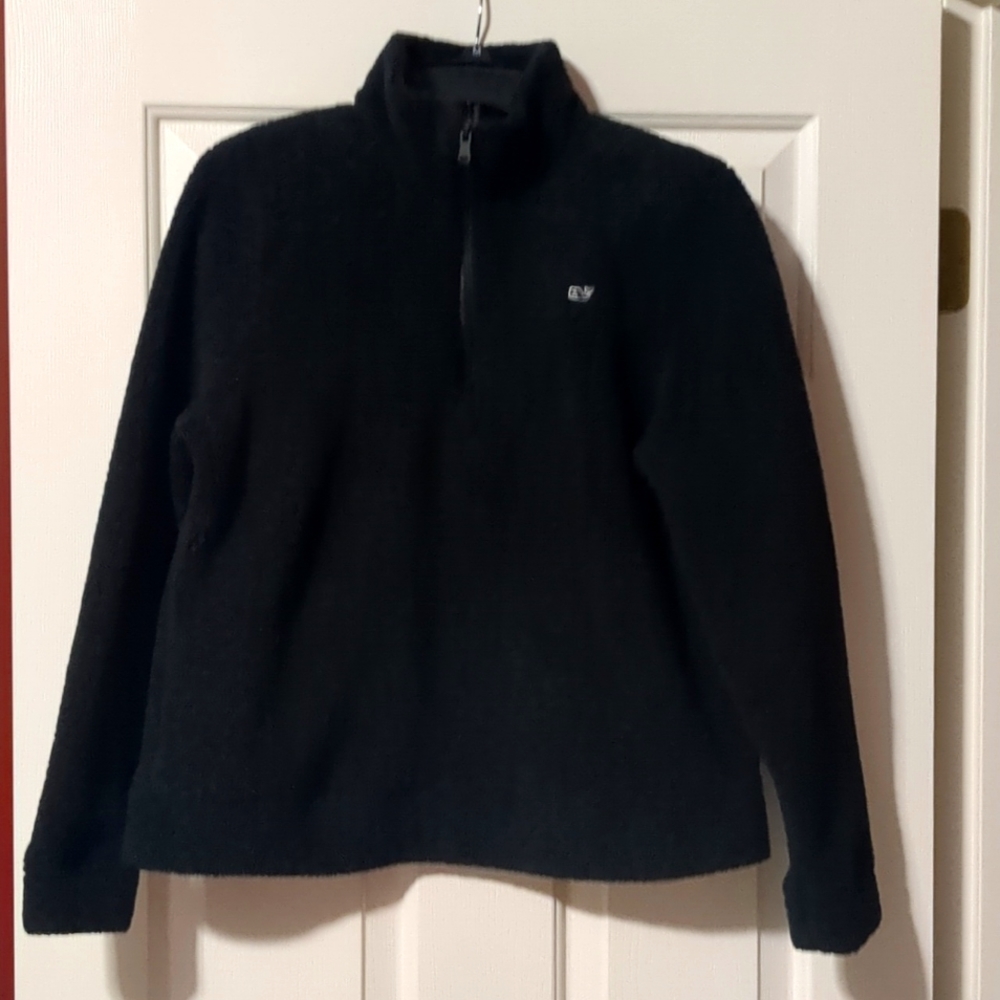 Vineyard Vines fleece quarter zip pullover black size Small